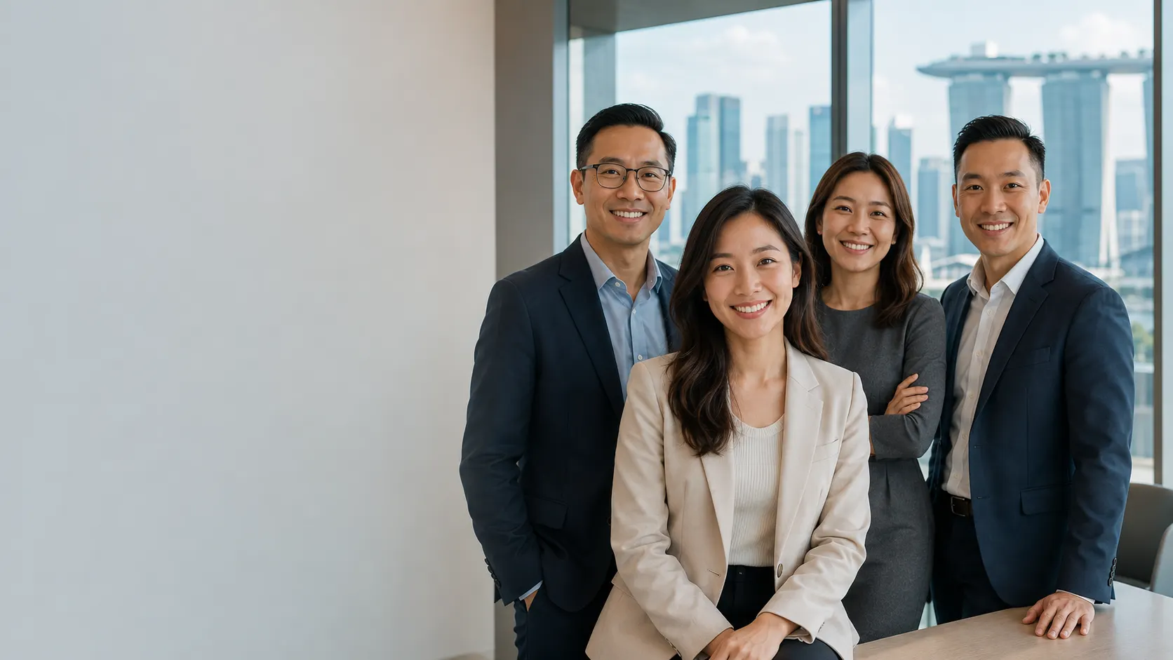 An Amplify team working alongside a client in Singapore